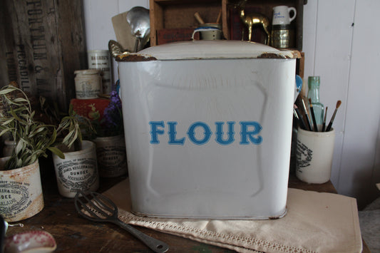 Rare large Size Vintage Enamel Flour Bin, Vintage Flour Bin, Flour Store, Flour Bin, White Enamel Flour Bin, Vintage Flour Canister, Kitchen