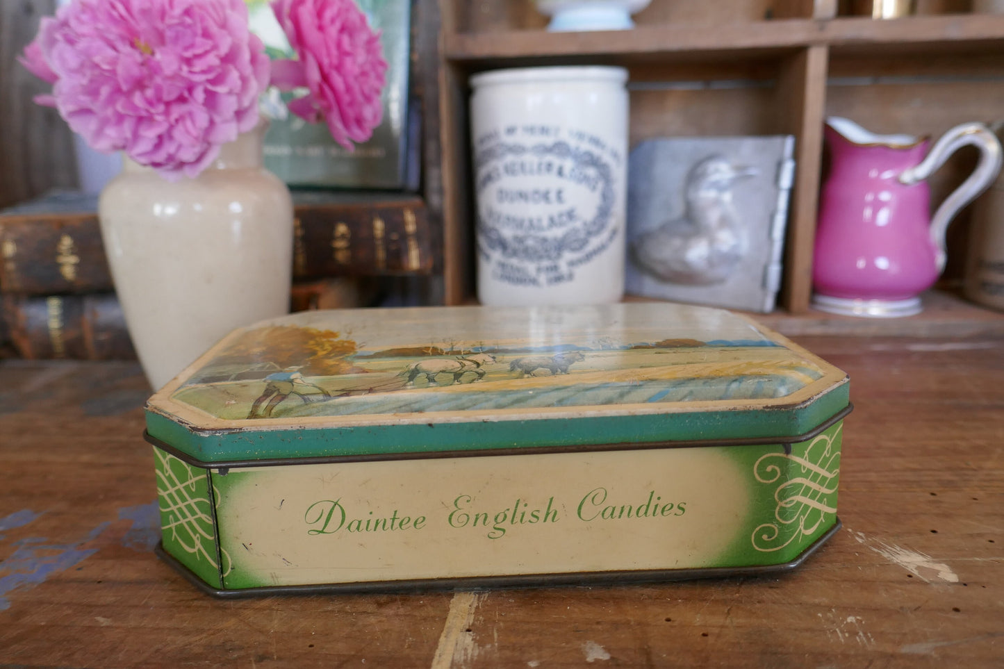 Vintage sweet Tin - Rustic Vintage  Tin - Advertising Tin - Kitchen Canister - Vintage Canister - sweet Tin - Candy Tin