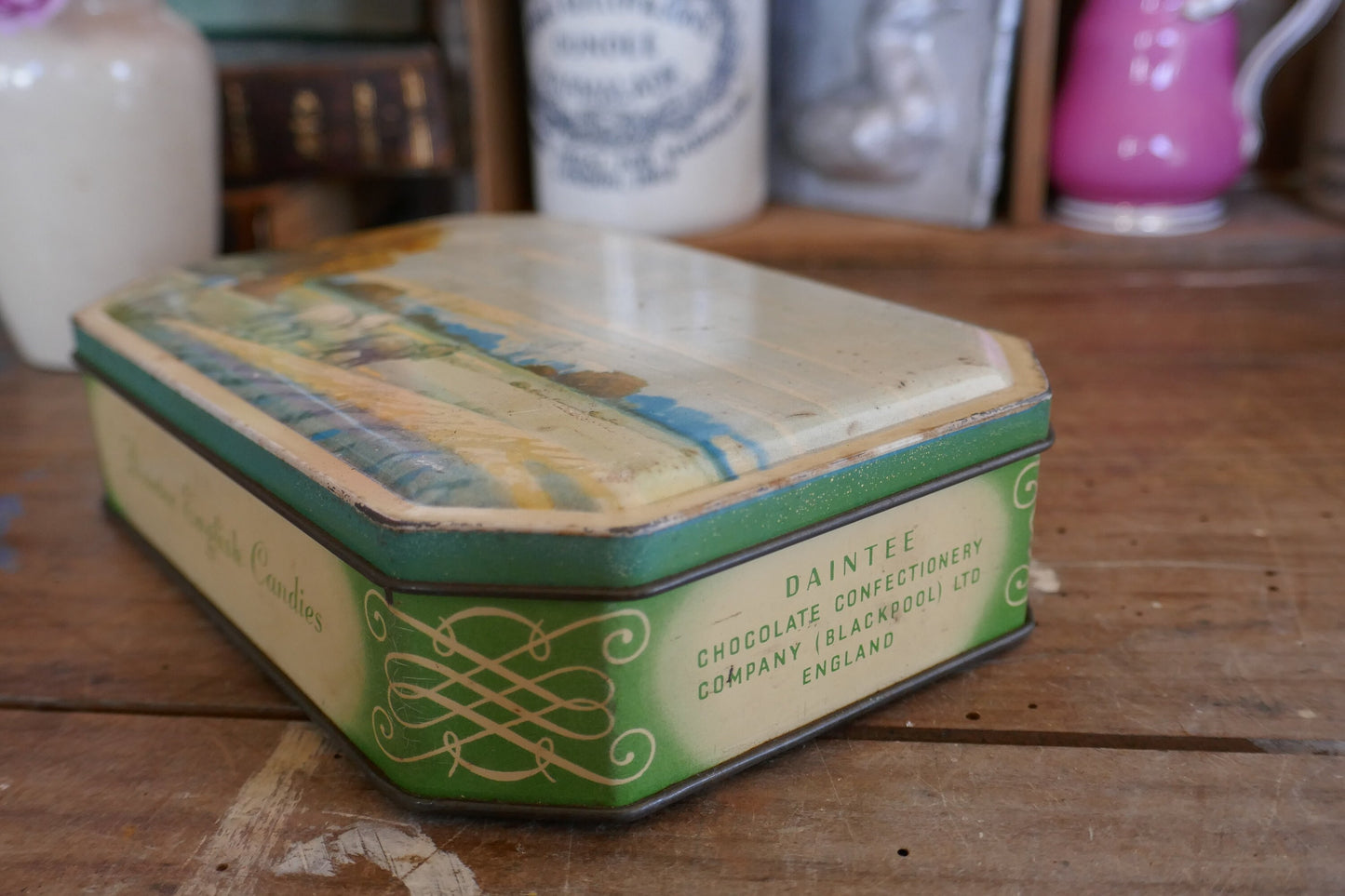 Vintage sweet Tin - Rustic Vintage  Tin - Advertising Tin - Kitchen Canister - Vintage Canister - sweet Tin - Candy Tin