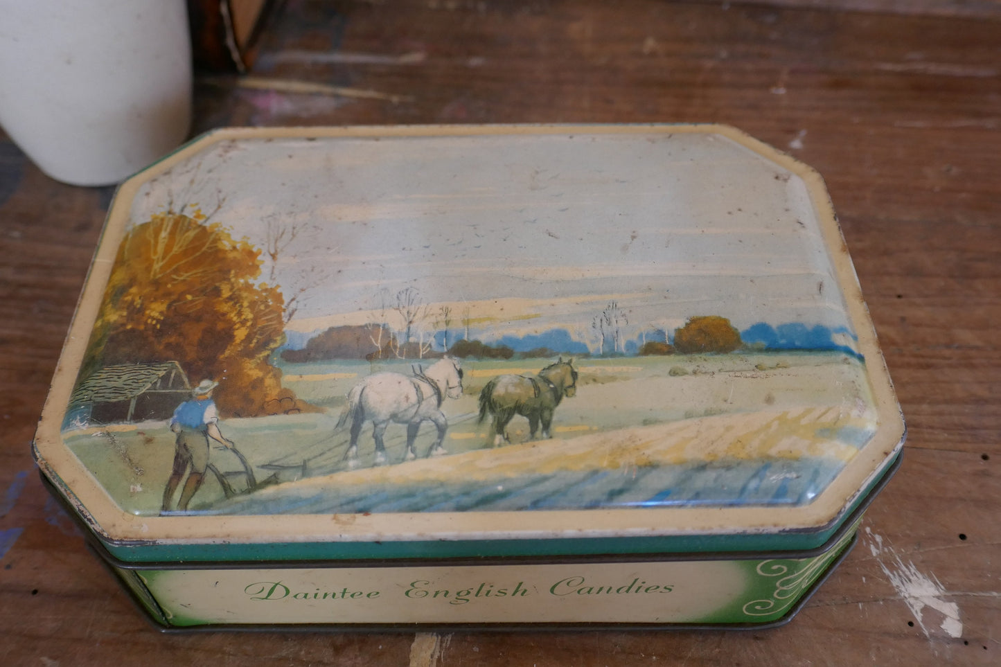 Vintage sweet Tin - Rustic Vintage  Tin - Advertising Tin - Kitchen Canister - Vintage Canister - sweet Tin - Candy Tin