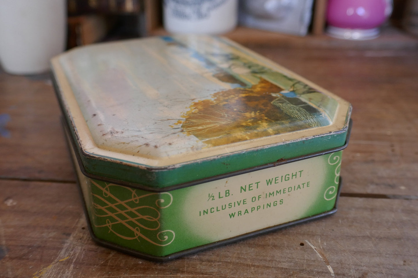 Vintage sweet Tin - Rustic Vintage  Tin - Advertising Tin - Kitchen Canister - Vintage Canister - sweet Tin - Candy Tin