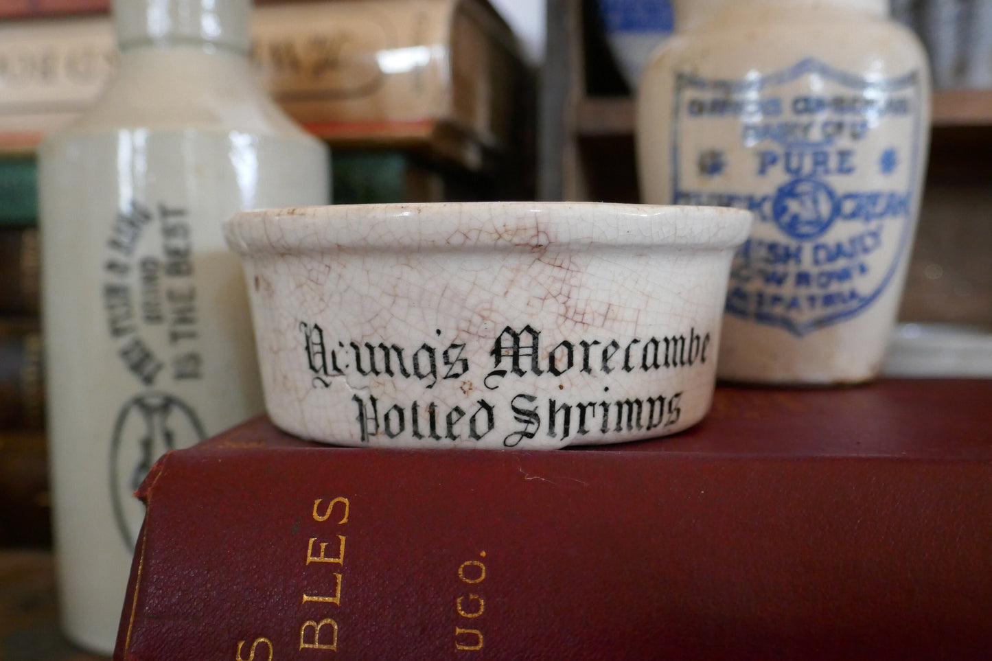 Antique Jar - Potted Shrimp Jar - English Advertising Pot - Antique Advertising jar - - Antique Kieller Jar - Jam Pot - Farmhouse Decor