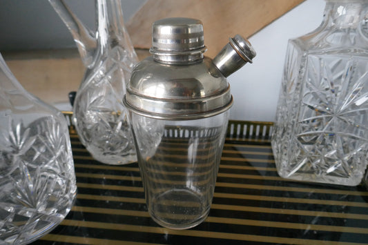 Rare Art Deco Vintage Cocktail Shaker - Glass Cocktail Shaker - Vintage Cocktail Shaker - English Cocktail Shaker Bart Cart Decor - Bar Cart