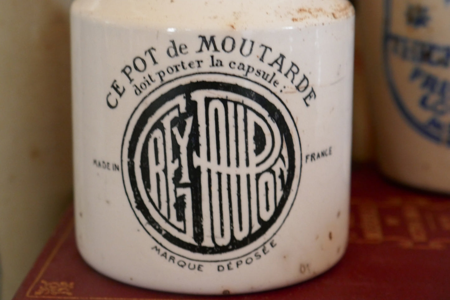 Antique Early 20th Century French Advertising Pot - French Mustard Pot - Antique French jar - Vintage Advertising Pot