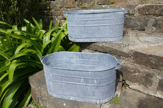 Vintage Garden Planter - Vintage Galvanised Zinc Planter - Vintage Planter - Zinc Planter - Indoor Planter - Garden Planter - Planter - Pot