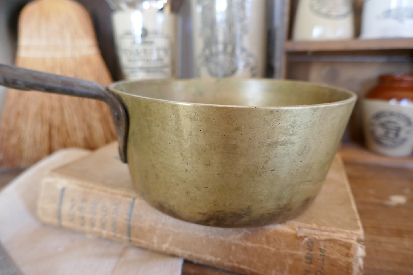 Antique Brass Pan - Antique Brass Sauce Pan - Antique Milk Pan - Antique Cookware - Antique Sauce Pan - Antique Skillet - Antique Pan