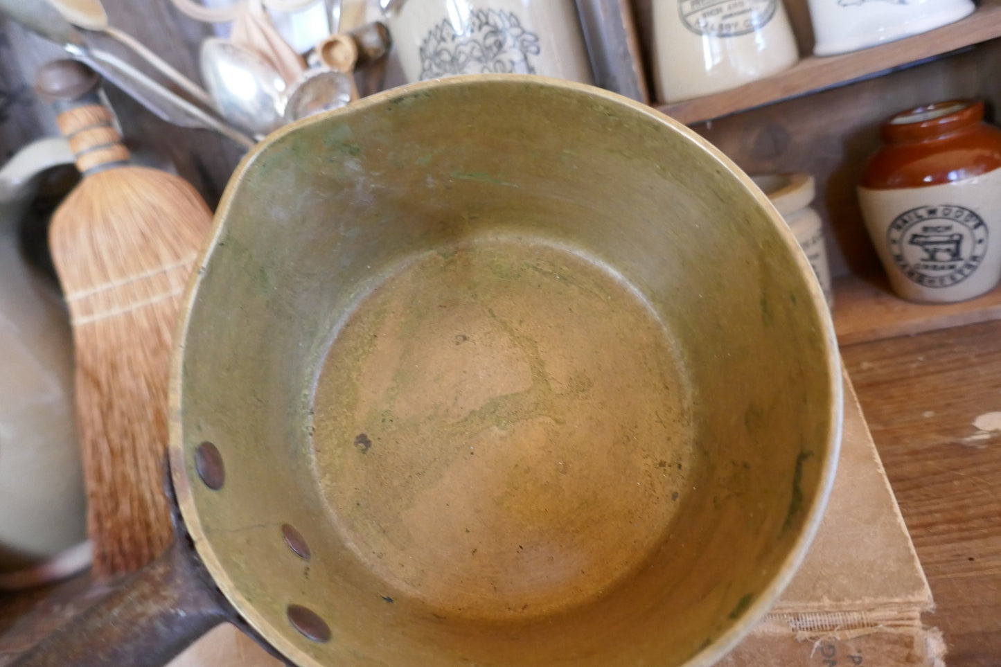 Antique Brass Pan - Antique Brass Sauce Pan - Antique Milk Pan - Antique Cookware - Antique Sauce Pan - Antique Skillet - Antique Pan