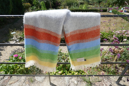 Herringbone Wool Blanket - Blanket - Wool Blanket - Pastel Blanket - Vintage Woollen Blanket - Picnic Rug - Throw - Picnic Blanket -Wool Rug