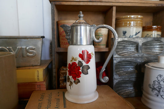 Vintage Claret Jug - Ceramic and Silver Metal detailing - Wine Decanter - Carafe Jug - Wine Jug - Glass Claret Jug -Pitcher - Jug -Farmhouse