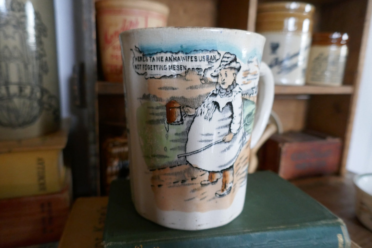 Antique Tykes Farmer Mug - Antique Victorian Mug - Antique Advertising Pot - English Advertising Pot - Antique Farmhouse Decor - Motto Ware