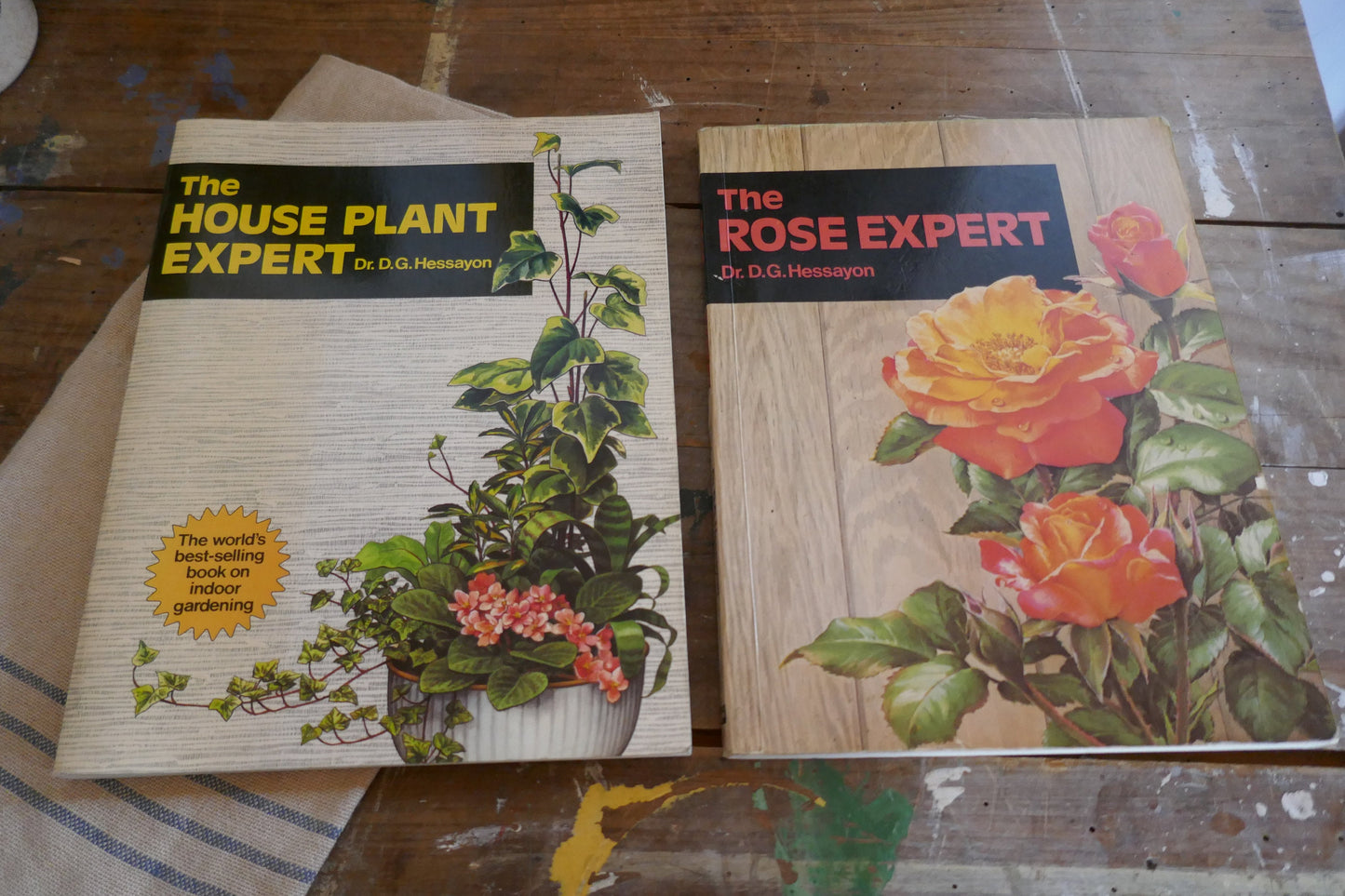 Pair of Vintage English Plant Book- Vintage Garden Book - Coffee table book -  Flower Book - Nature Book - House Plants Book - House Plants