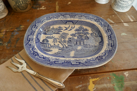 Antique Ironstone English Blue and White - Antique Blue and White Plate - blue and white English Ironstone - Antique Platter - Platter