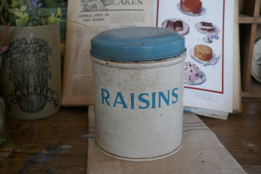 Vintage Tala Raisins Tin - Vintage Canister - Tala Tin - Canister - Kitchen Canister - Vintage Tala Tin - Spice Jar - Farmhouse Decor