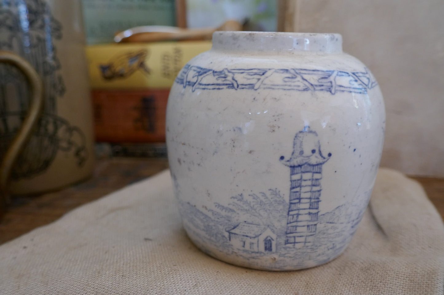 Antique Ginger Jar - Antique advertising Pot - Ironstone pot - Ironstone Advertising Pot - Ginger Jar - Antique English Advertising pot