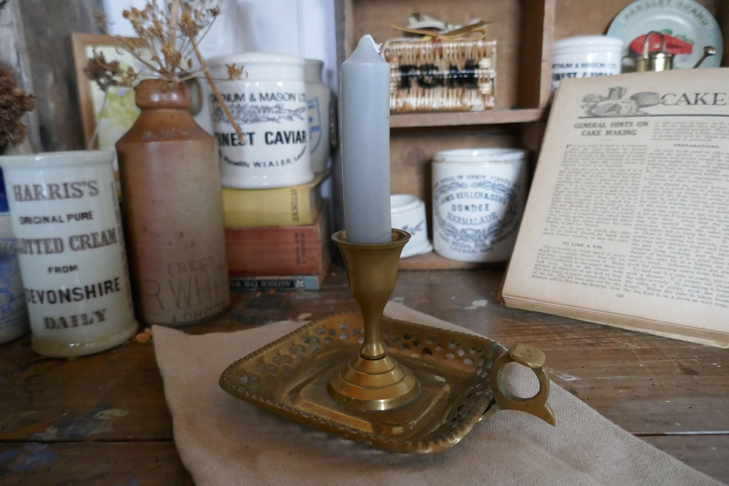 Antique Brass Candle Stick Holder - Victorian Style Chamber Stick - Candle Holder - Vintage Candle Holder - Brass Candle Holder - Candle