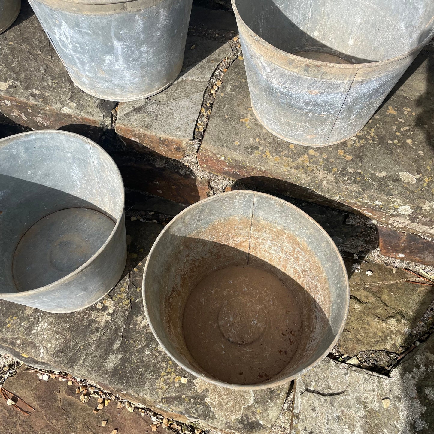 Rustic Zinc Flower Bucket - Vintage Metal Garden Planter - Vintage Galvanised Zinc Planter - Vintage Planter - Metal Planter - Metal Pot