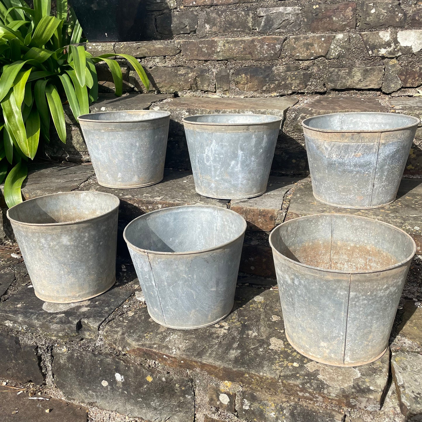 Rustic Zinc Flower Bucket - Vintage Metal Garden Planter - Vintage Galvanised Zinc Planter - Vintage Planter - Metal Planter - Metal Pot