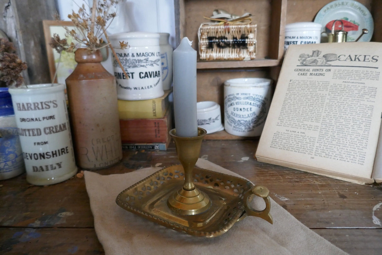 Antique Brass Candle Stick Holder - Victorian Style Chamber Stick - Candle Holder - Vintage Candle Holder - Brass Candle Holder - Candle