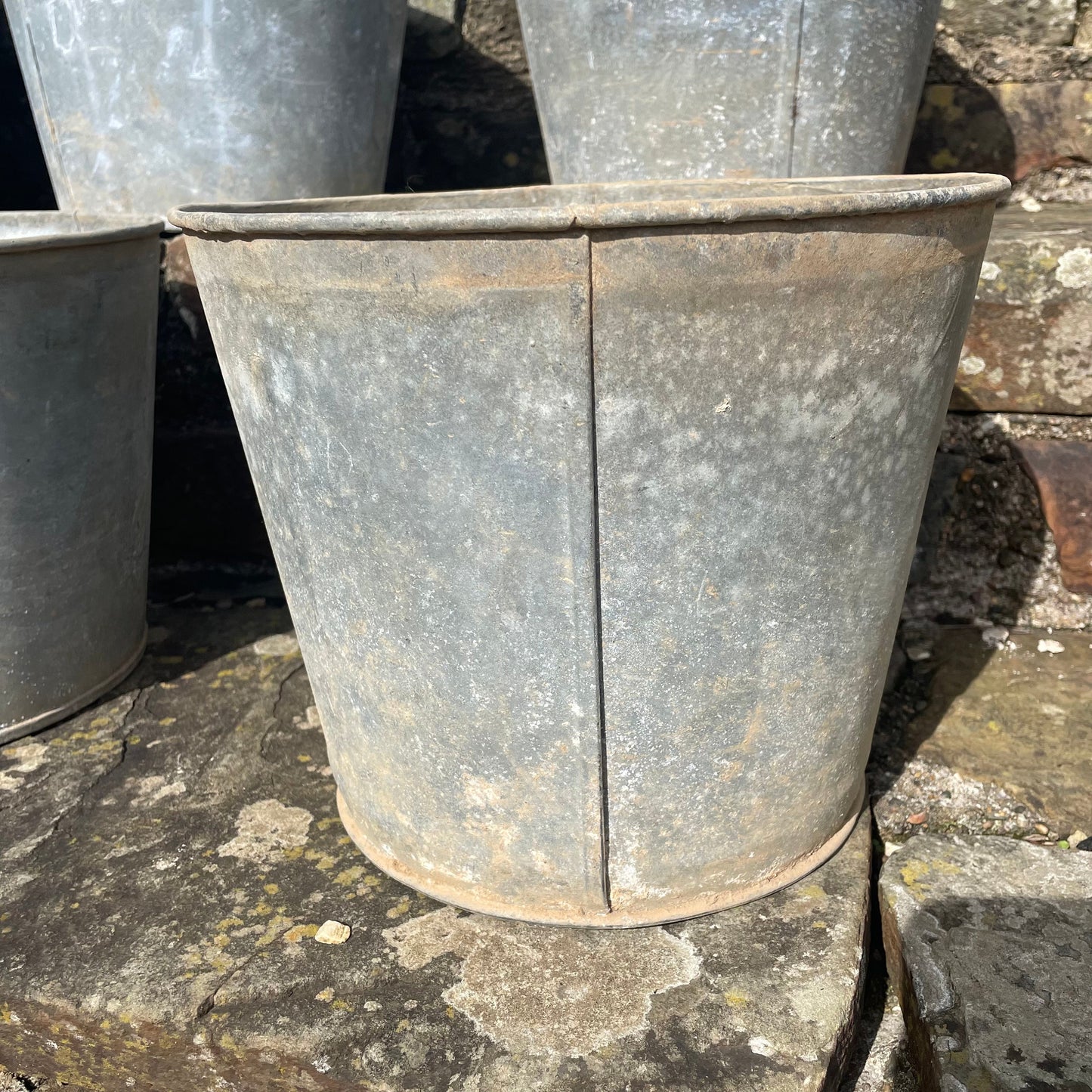 Rustic Zinc Flower Bucket - Vintage Metal Garden Planter - Vintage Galvanised Zinc Planter - Vintage Planter - Metal Planter - Metal Pot