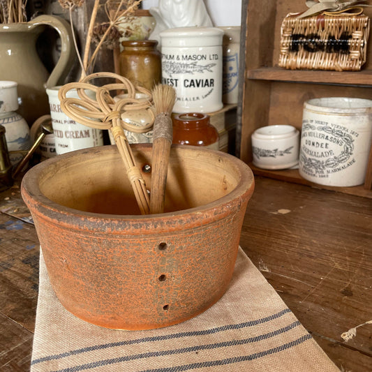 Vintage french Cheese Strainer - Vintage French Cheese pot - Vintage Cheese Mould - Candle holder - Stoneware pot- Rustic Decor - Farmhouse