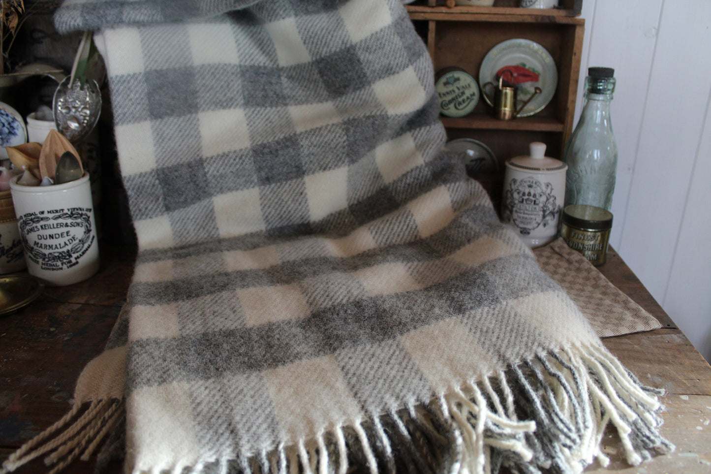 Grey Wool Blanket - Blanket - Wool Blanket - vintage Blanket - Vintage Woollen Blanket - Picnic Rug - Throw - Picnic Blanket - Wool Rug