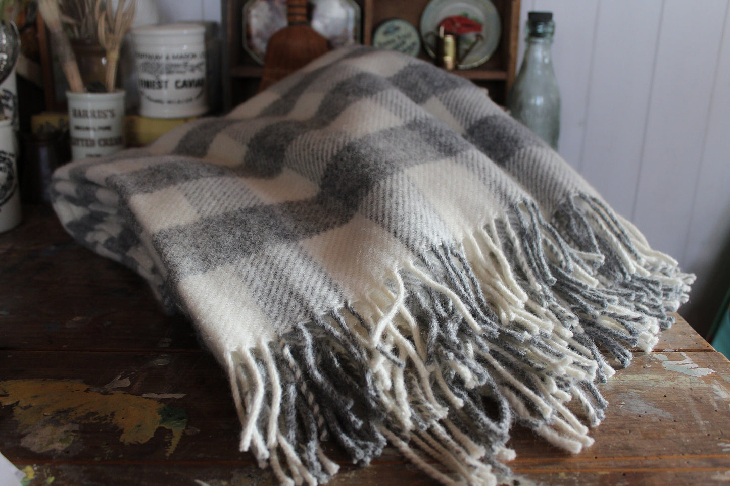 Grey Wool Blanket - Blanket - Wool Blanket - vintage Blanket - Vintage Woollen Blanket - Picnic Rug - Throw - Picnic Blanket - Wool Rug