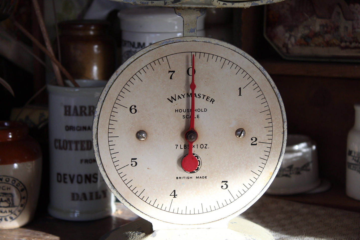 Vintage Pastel Cream Kitchen Scales - Waymaster Brand -  White Kitchen Scale - Vintage Scale - Rustic Scale - English Scale - Kitchen Scales