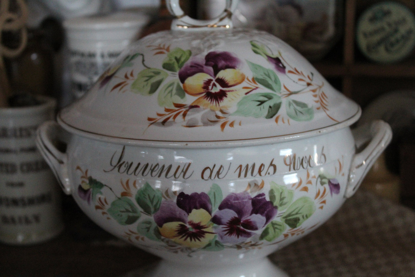 Rare 19th Century Tureen - Marriage Tureen - French Tureen - French Ironstone - French Pot - Antique french Decor - Kitchen Decor - Tureen