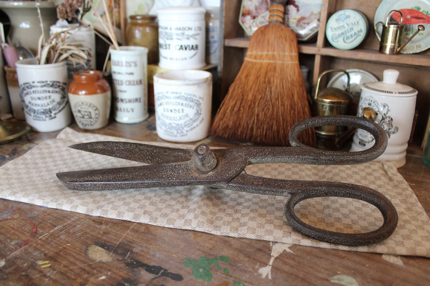 Antique tailors Shears, Huge Shears, Huge Antique Scissors, Antique Shears, Antique Scissors, Rustic Decor, Antique Drapers Scissors, Shears