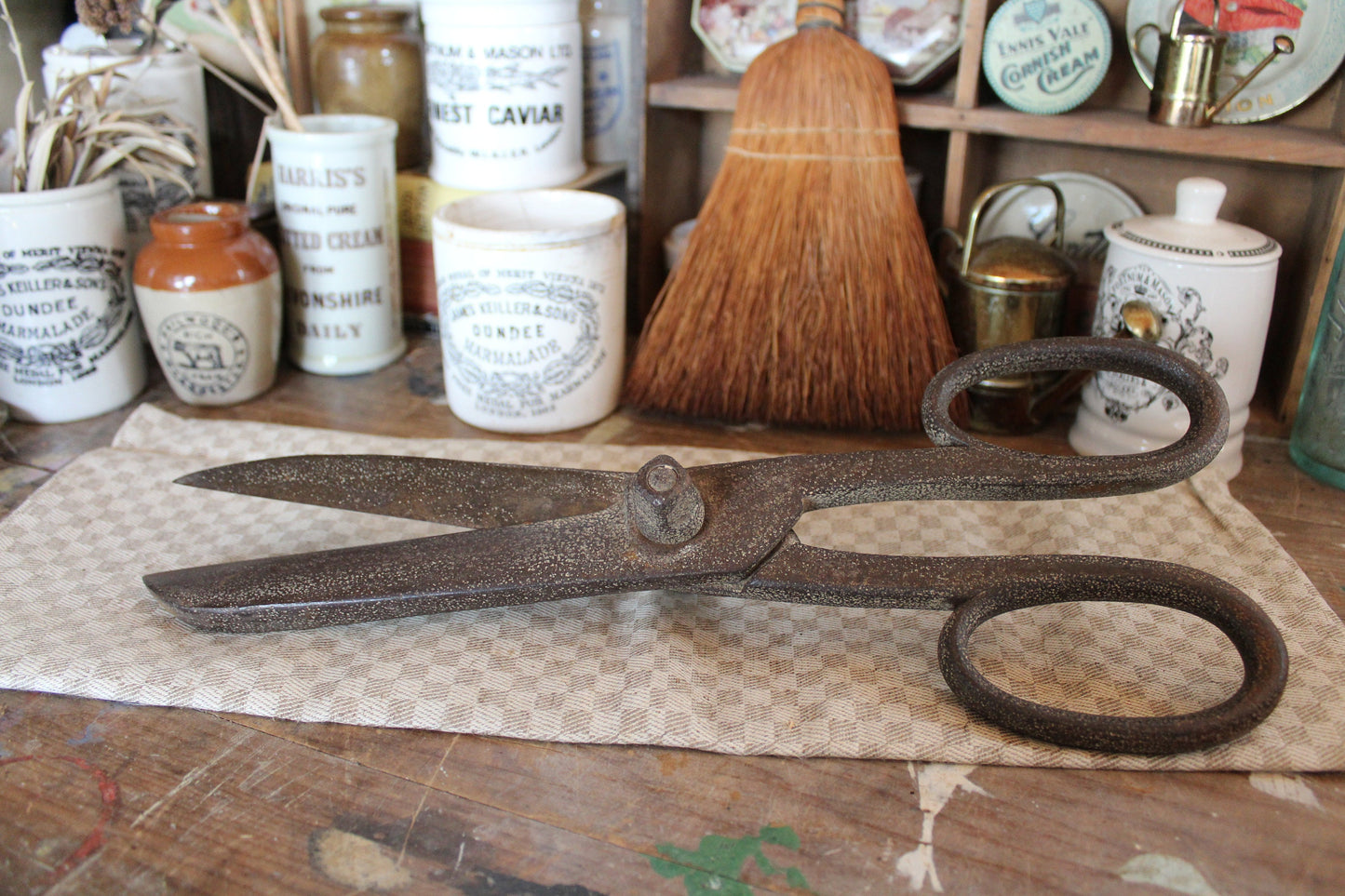 Antique tailors Shears, Huge Shears, Huge Antique Scissors, Antique Shears, Antique Scissors, Rustic Decor, Antique Drapers Scissors, Shears