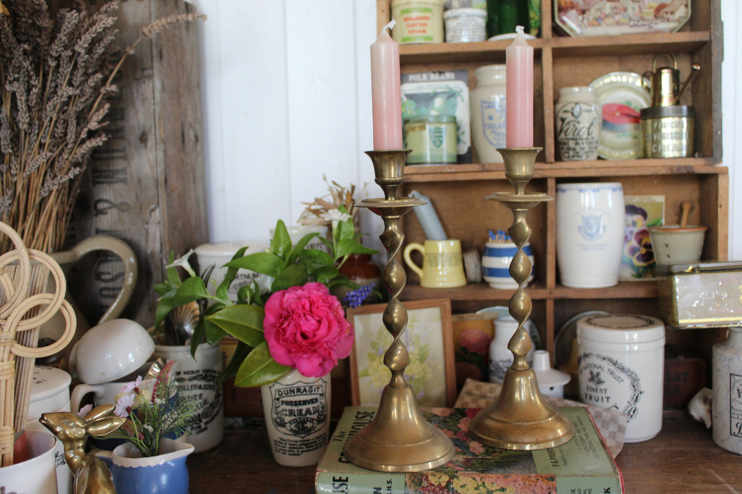 Pair of Vintage Brass Candle Stick Holders, Brass Candle Holders, Brass Candle sticks, Pillar Candle Holders, Pillar Candle Sticks, Candles