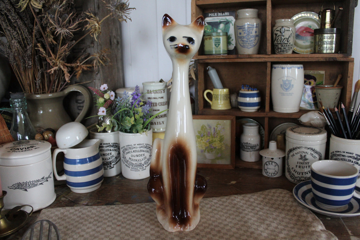 Retro Vintage Cat Figurine - Large Size - Cat Figure - Mid Century Cat Figurine - Retro Cat Figurine - Ceramic Cat - Vintage Cat