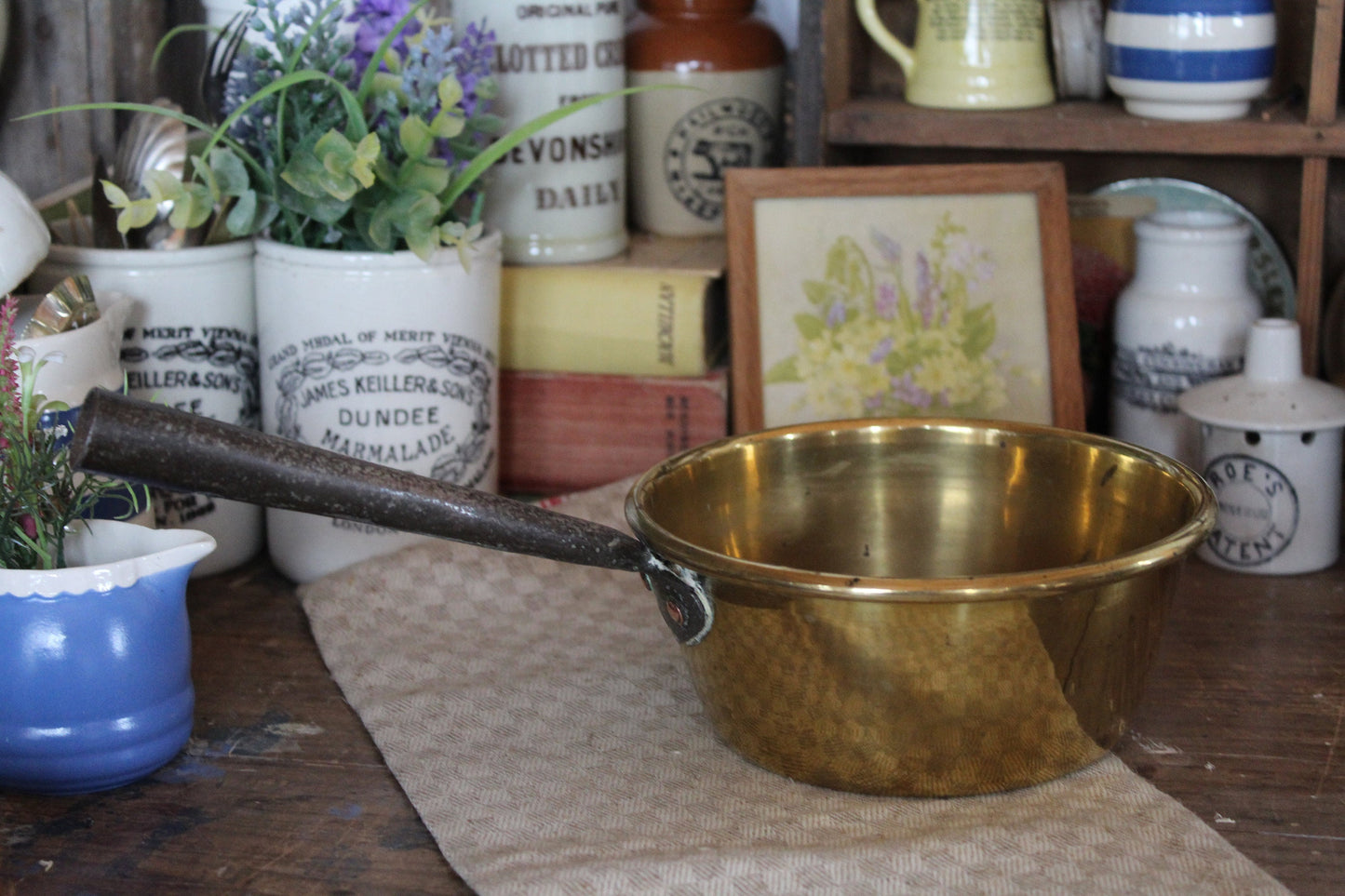 Antique Brass Pan - Antique Brass Sauce Pan - Antique Milk Pan - Antique Cookware - Antique Sauce Pan - Antique Skillet - Antique Pan