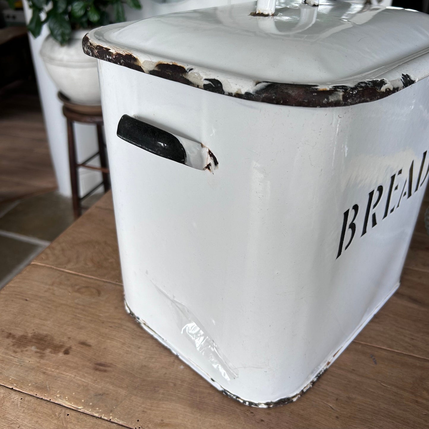 Vintage White Bread Box, White Enamel Bread Box, White Bread Bin, English Bread Box, English Enamel, Enamel Bread Box, White Enamel Canister