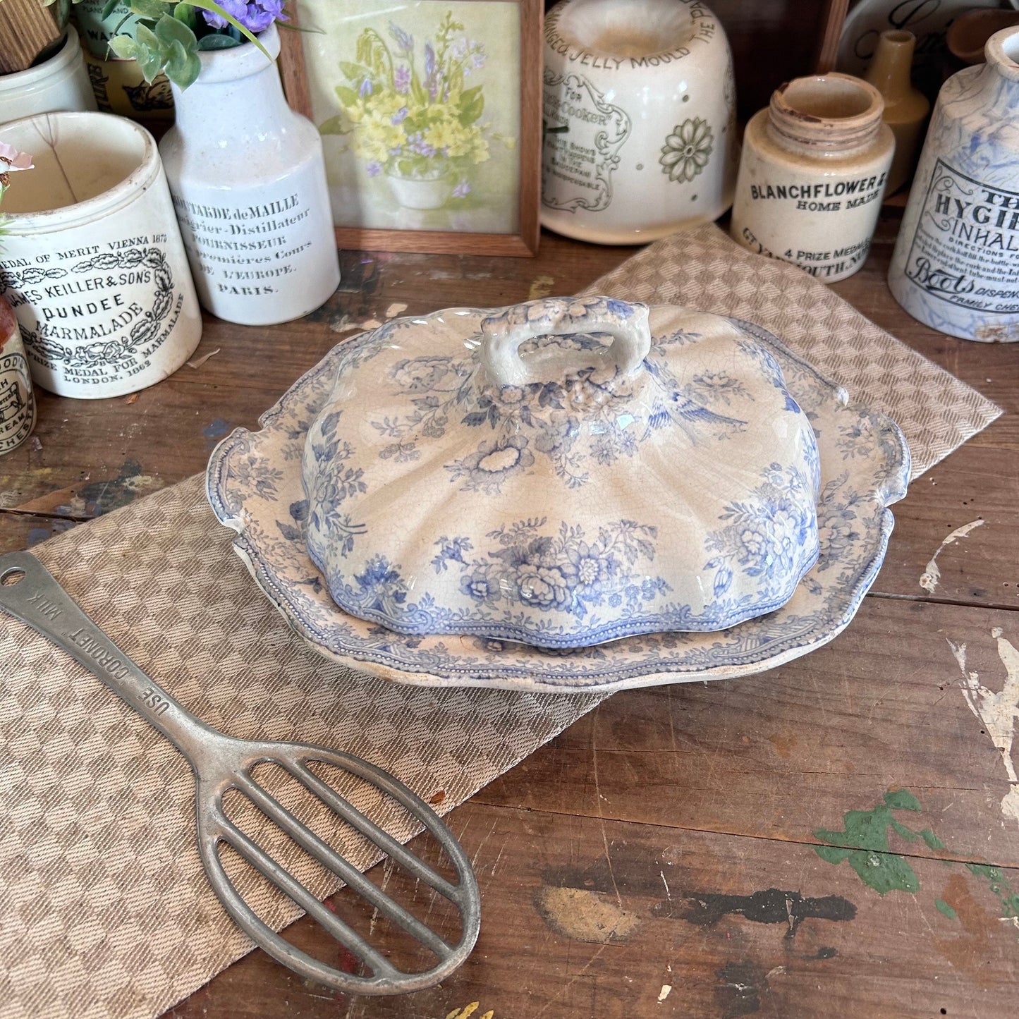 Antique Ironstone English Blue and White - Adriatic Blue and White Plate - blue and white English Ironstone - Farmhouse Decor - Antique Bowl