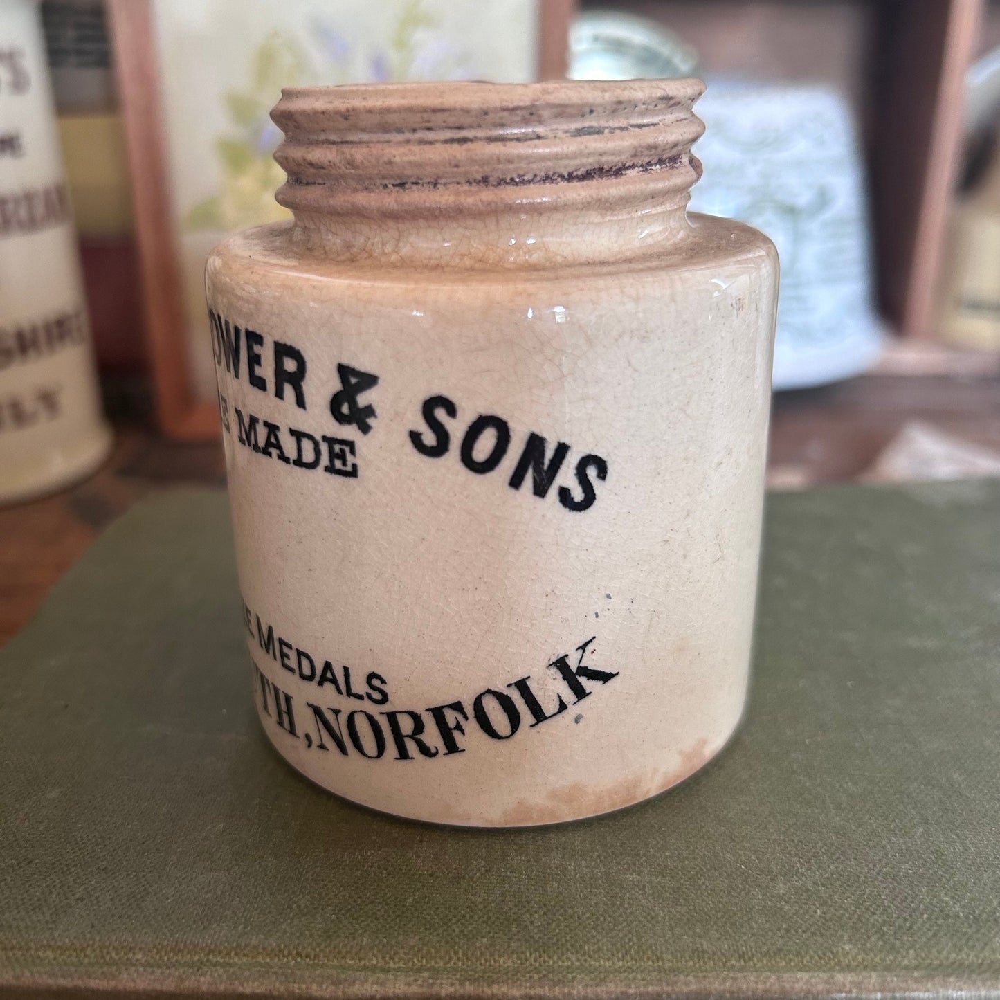 English Advertising Pot, Marmalade Jar, Ironstone Pot, Antique Marmalade jar, farmhouse, Kieller Jar, Advertising Crock, Dundee pot, jars