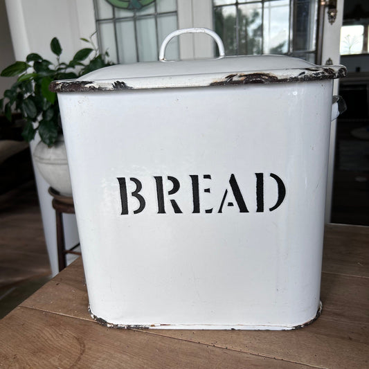 Vintage White Bread Box, White Enamel Bread Box, White Bread Bin, English Bread Box, English Enamel, Enamel Bread Box, White Enamel Canister