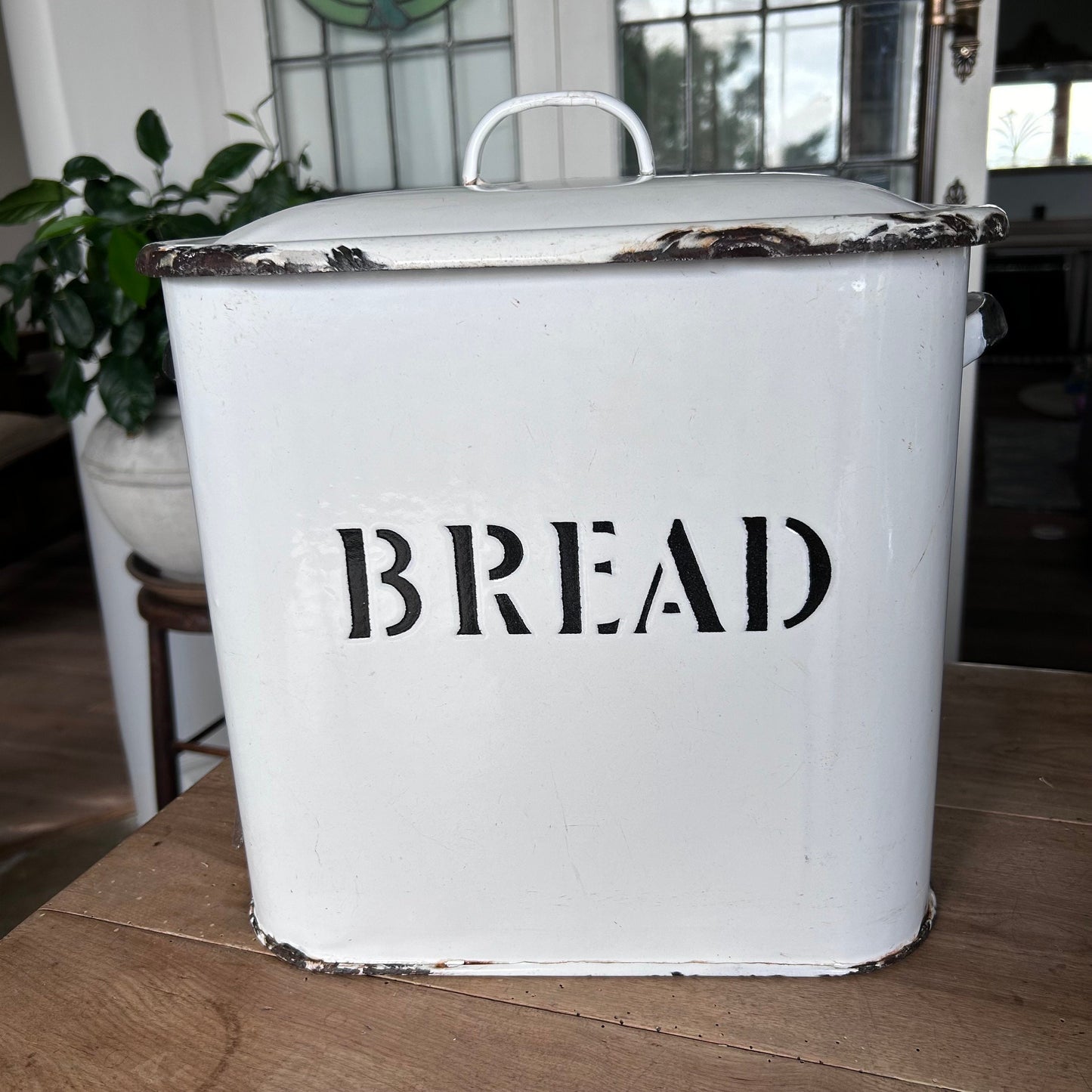 Vintage White Bread Box, White Enamel Bread Box, White Bread Bin, English Bread Box, English Enamel, Enamel Bread Box, White Enamel Canister