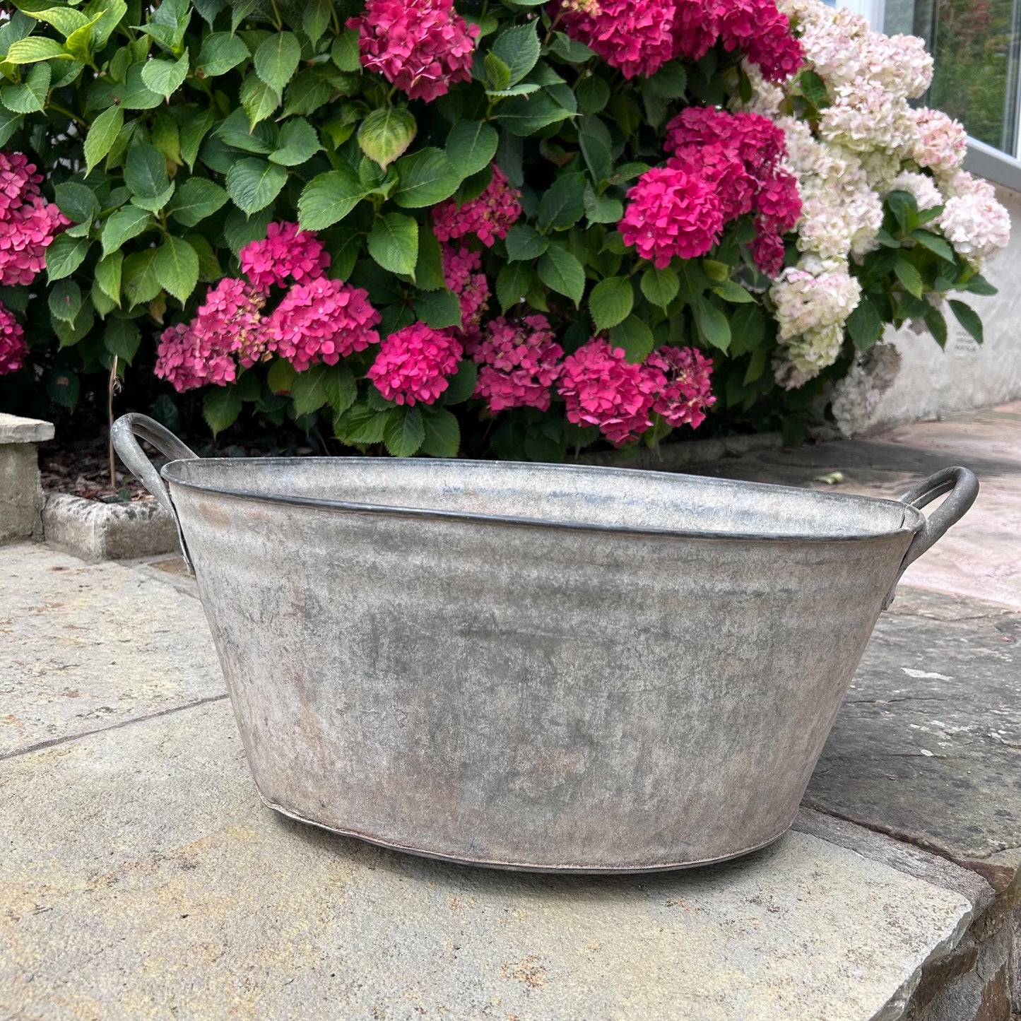 Unusual Small Size Vintage Metal Garden Planter, Vintage Galvanised Zinc Tin Bath, Vintage Planter, Bath Planter, Bath Garden Planter, Pot