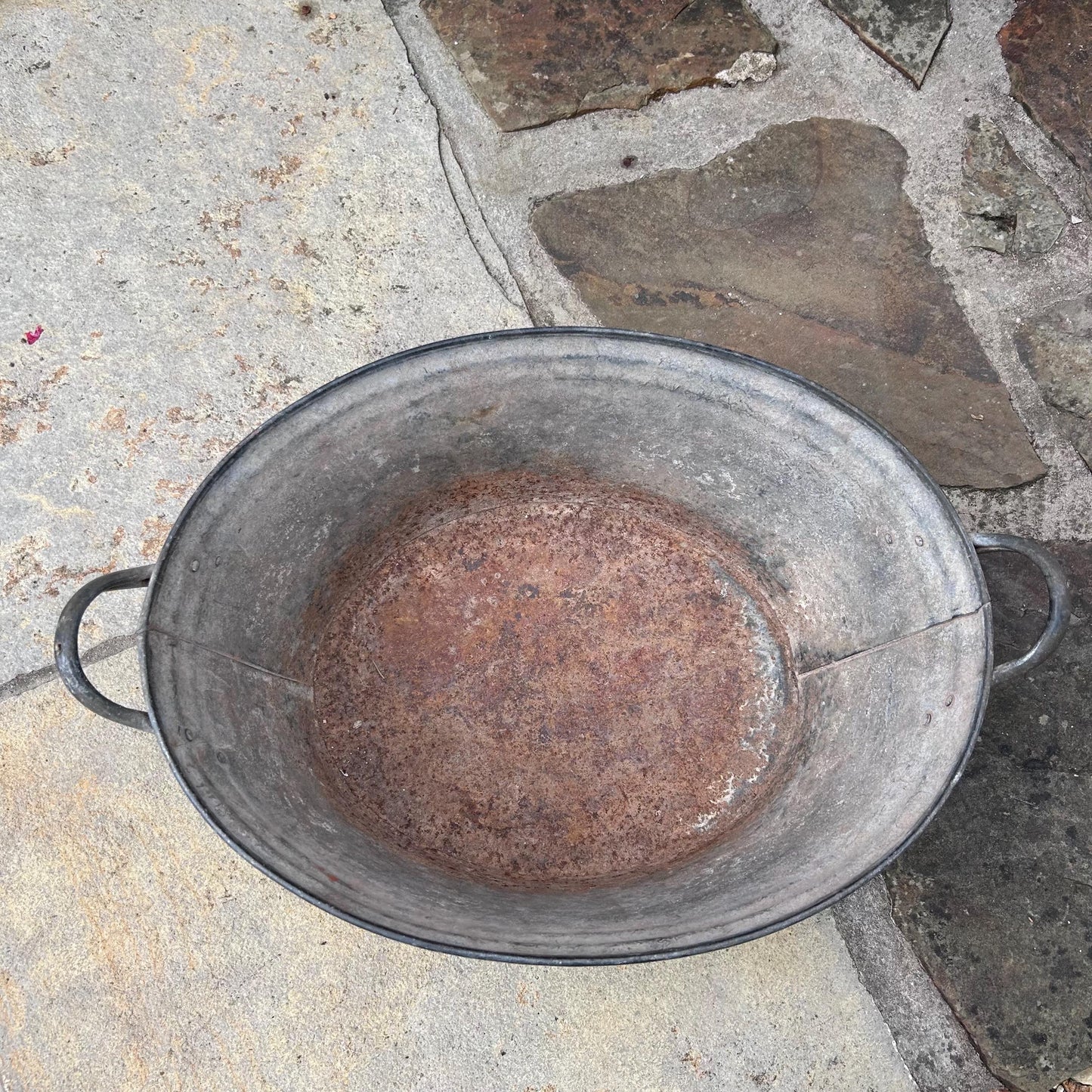 Unusual Small Size Vintage Metal Garden Planter, Vintage Galvanised Zinc Tin Bath, Vintage Planter, Bath Planter, Bath Garden Planter, Pot