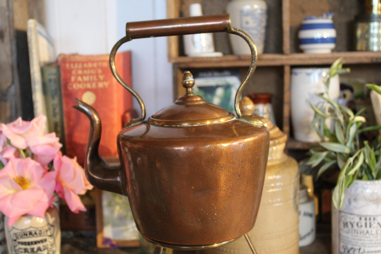 Antique Copper Kettle, Copper Kettle, Antique Copper Teapot, Antique Copper Tea Kettle, Copper stove Kettle, Antique kitchenware, Tea Kettle