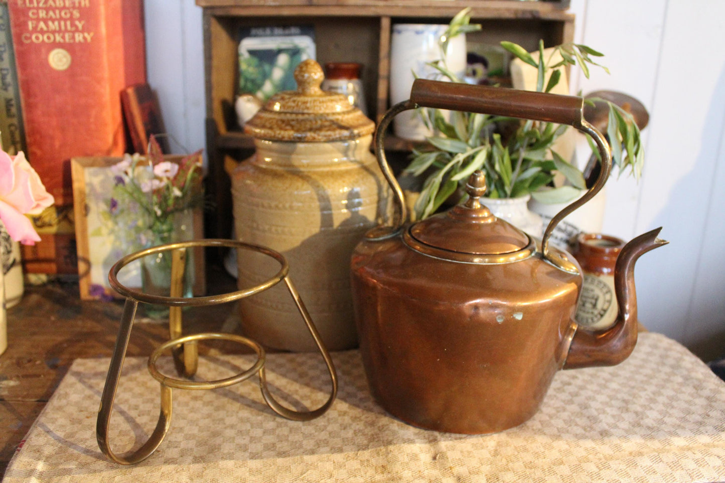 Antique Copper Kettle, Copper Kettle, Antique Copper Teapot, Antique Copper Tea Kettle, Copper stove Kettle, Antique kitchenware, Tea Kettle