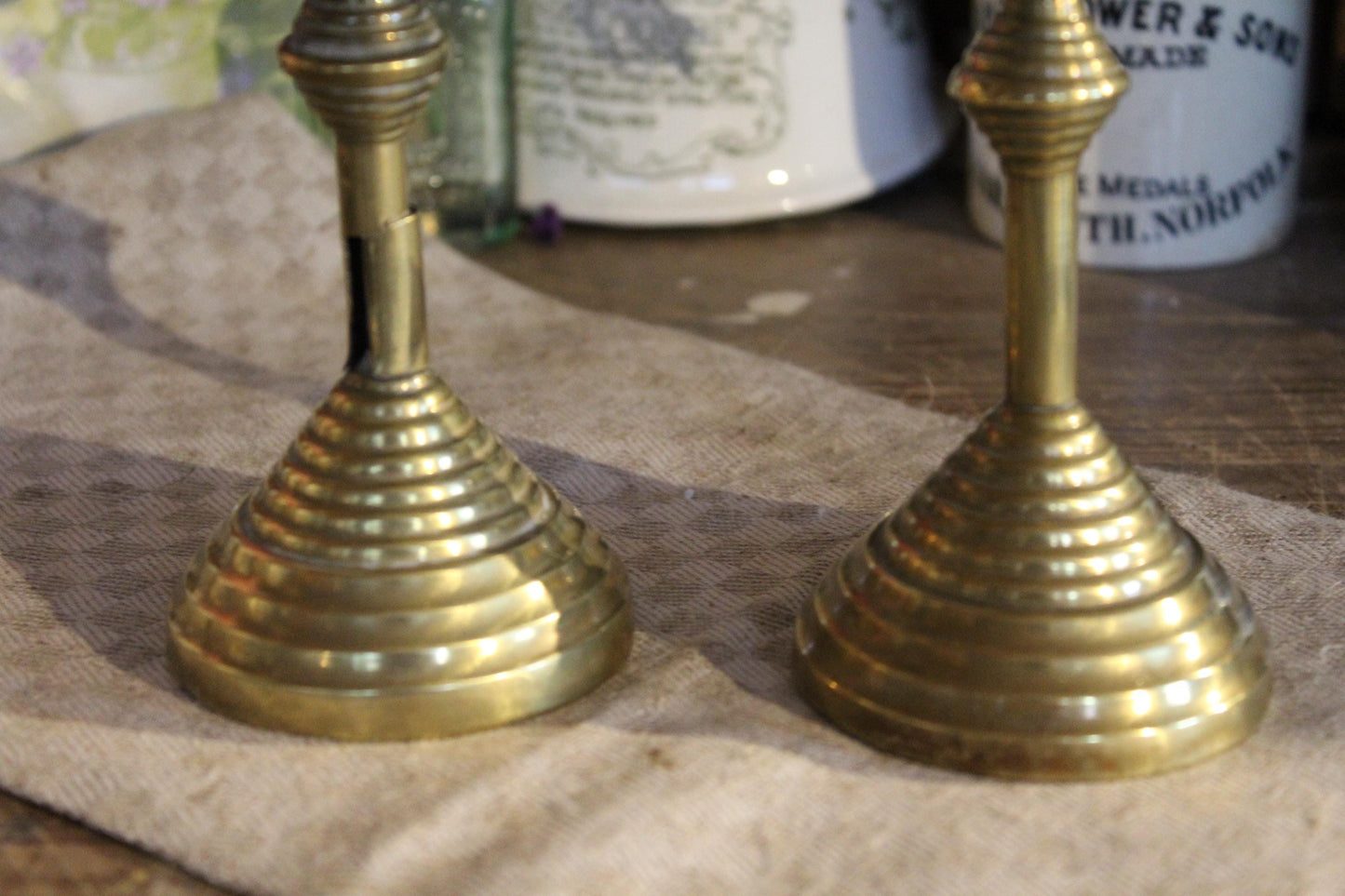 Pair of Vintage Brass Candle Stick Holders, Brass Candle Holders, Brass Candle sticks, Pillar Candle Holders, Pillar Candle Sticks, Candles