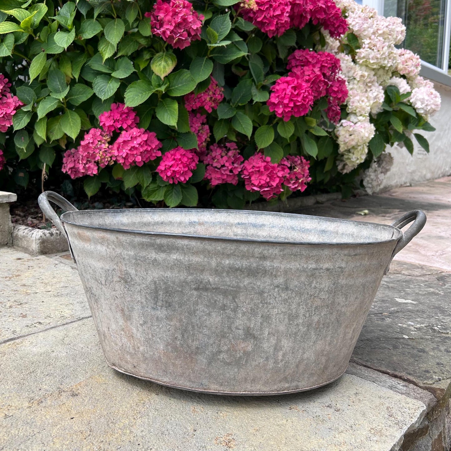 Unusual Small Size Vintage Metal Garden Planter, Vintage Galvanised Zinc Tin Bath, Vintage Planter, Bath Planter, Bath Garden Planter, Pot