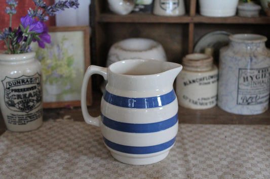 Vintage Blue and White Stripped Jug, Cornishware blue and white, Pitcher, Vintage Pitcher  Cornishware Jug,  Vintage Flower Jug, pitcher jug