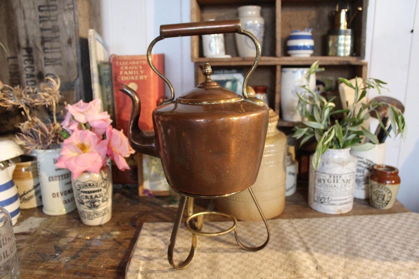 Antique Copper Kettle, Copper Kettle, Antique Copper Teapot, Antique Copper Tea Kettle, Copper stove Kettle, Antique kitchenware, Tea Kettle