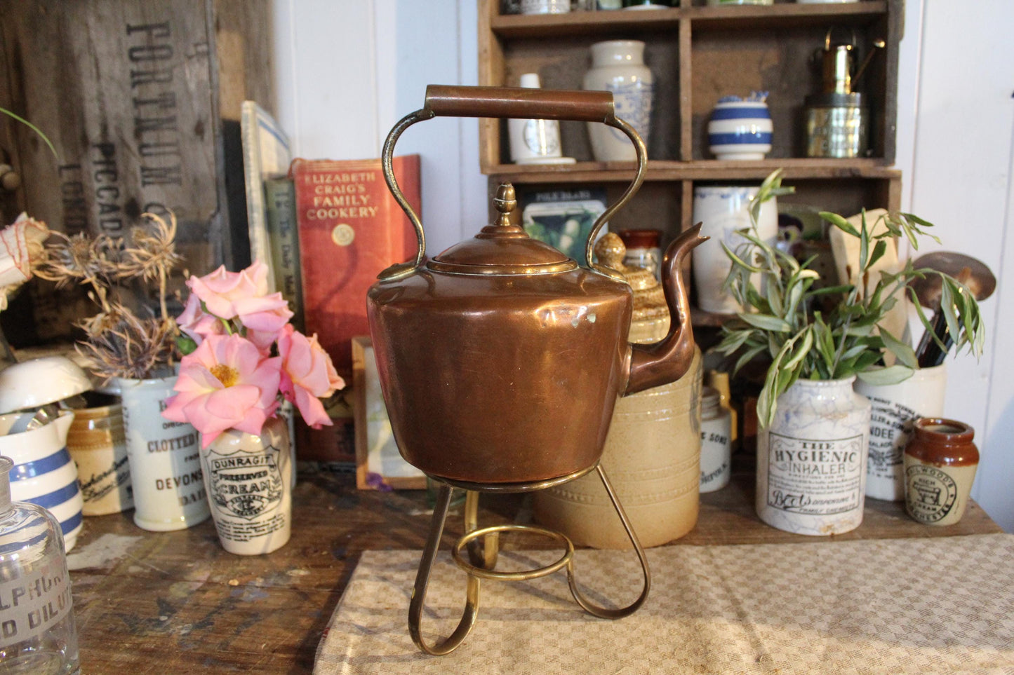 Antique Copper Kettle, Copper Kettle, Antique Copper Teapot, Antique Copper Tea Kettle, Copper stove Kettle, Antique kitchenware, Tea Kettle