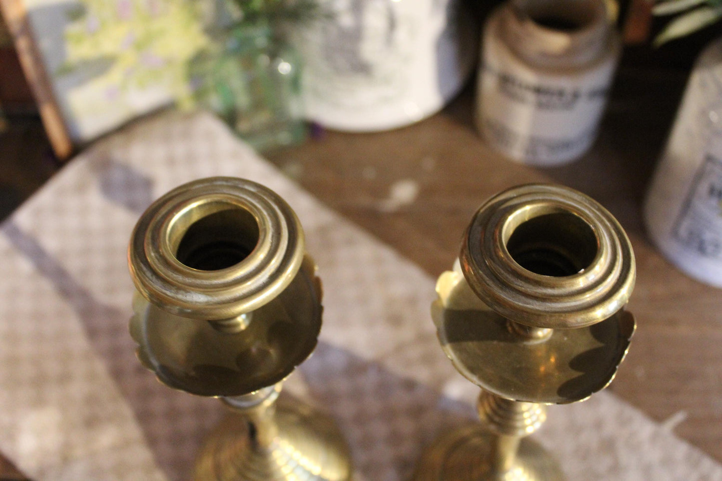 Pair of Vintage Brass Candle Stick Holders, Brass Candle Holders, Brass Candle sticks, Pillar Candle Holders, Pillar Candle Sticks, Candles