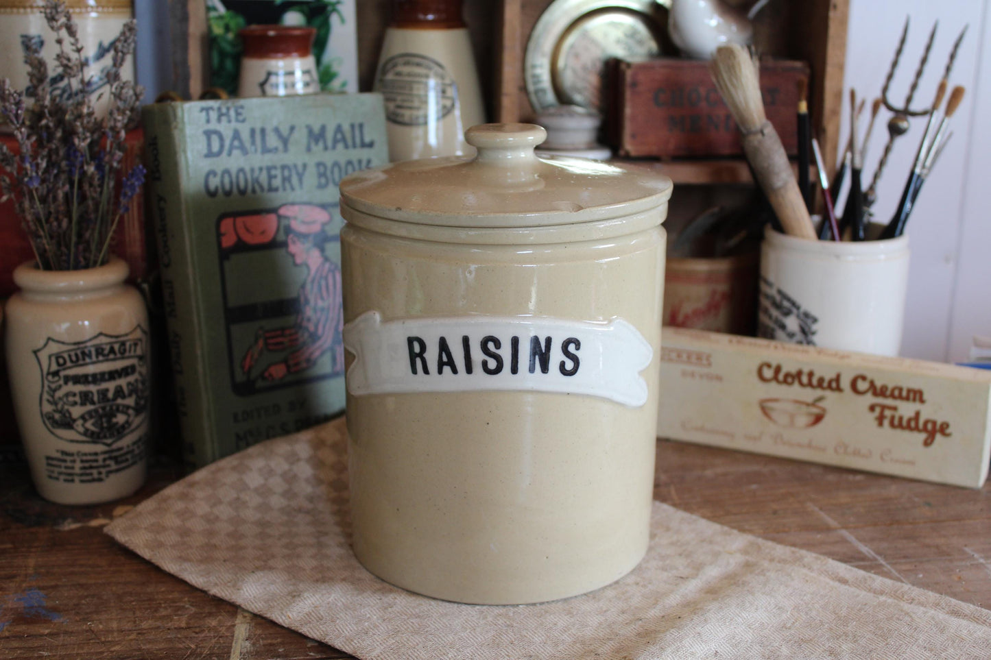 Rare Victorian Antique Jar, Vintage Stoneware Pot, Vintage Advertising Pot, Kitchen Jar, Bourne Denby Jar, Storage Jar, Kitchen Canister