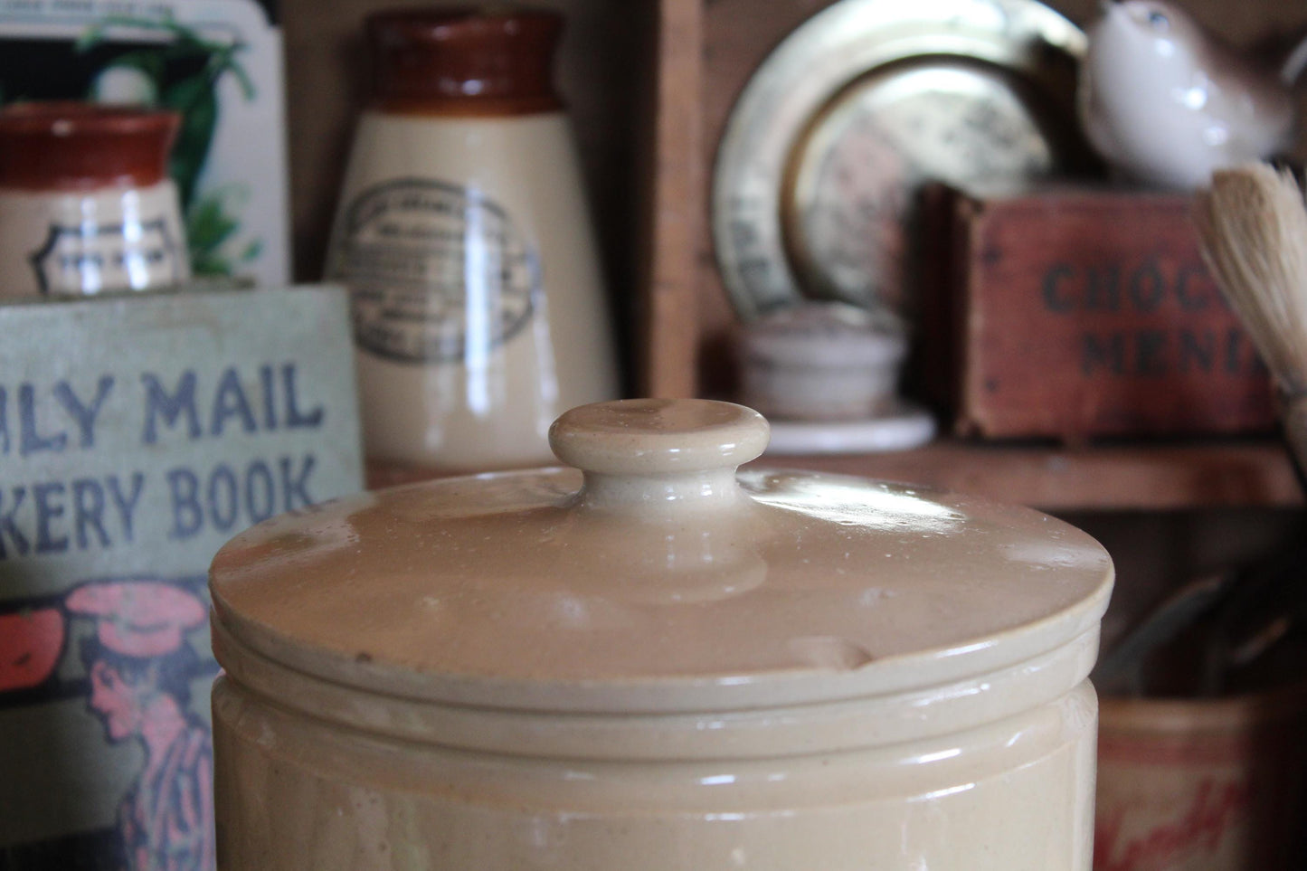 Rare Victorian Antique Jar, Vintage Stoneware Pot, Vintage Advertising Pot, Kitchen Jar, Bourne Denby Jar, Storage Jar, Kitchen Canister